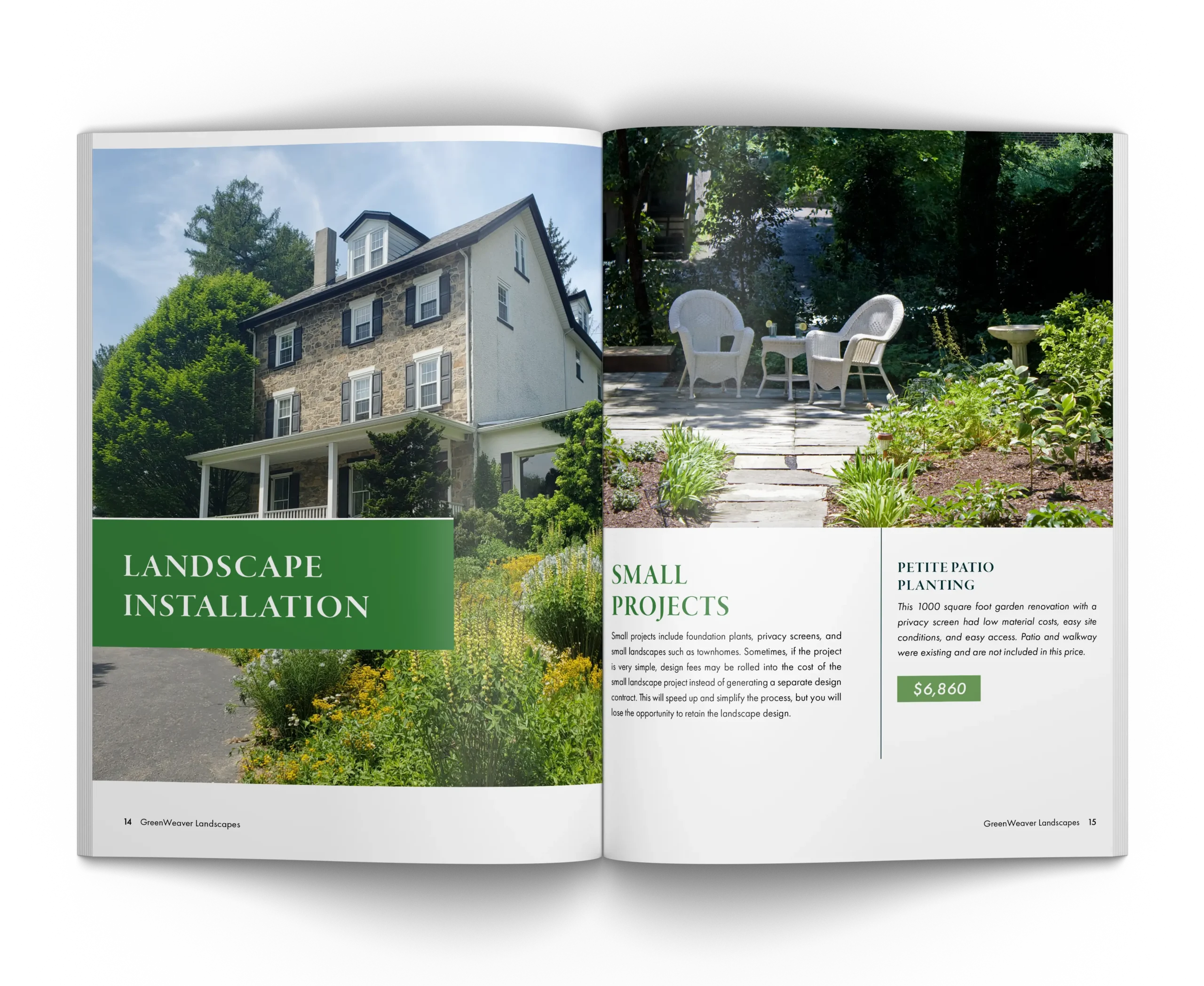 Mockup of Landscape Idea Book & Pricing Guide.
